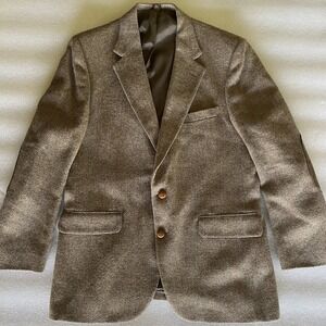 Vintage Stafford Tweed Blazer Jacket Sport Coat Mens 42R Wool Herringbone Brown